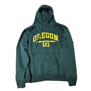 OVB Oregon Ducks NCAA Mens Medium Green Yellow Pullover Hooded Sweater Vintage